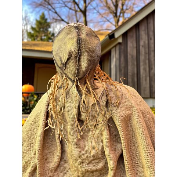 Scarecrow Burlap Halloween Mask-Distressed Horror Cosplay Prop-Raffia-Creepy - Picture 6 of 9